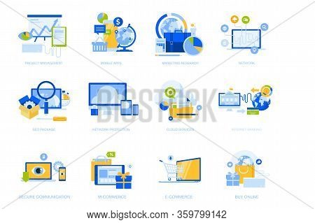 Flat Design Concept Icons Collection. Vector Illustrations For Project Management, Mobile Apps And S