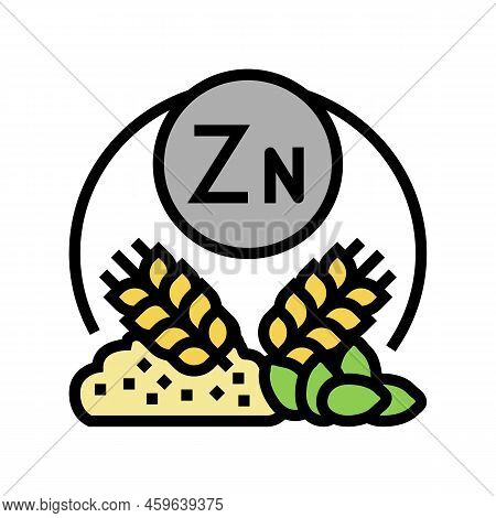 Zn Natural Vitamin Color Icon Vector. Zn Natural Vitamin Sign. Isolated Symbol Illustration