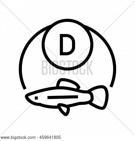 D Vitamin Fish Line Icon Vector. D Vitamin Fish Sign. Isolated Contour Symbol Black Illustration