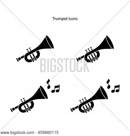 Trumpet Icons Isolated On White Background From Music Instruments Collection. Trumpet Icon Thin Line