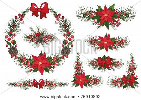 Merry Christmas and New Year Wreath,group