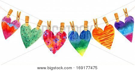 Lovely Cartoon Watercolor seamless love hearts valentines pattern items of a collection and illustrations isolated on white background. Perfect for valentines holiday. Good for love card valentine day congratulation design.