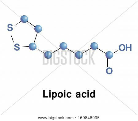 Lipoic acid is an organosulfur compound derived from octanoic acid. ALA is made is essential for aerobic metabolism. It is manufactured and is available as a dietary supplement and as an antioxidant