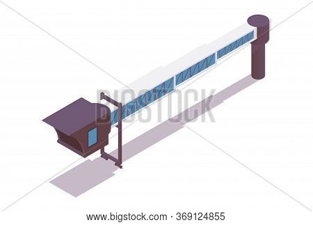 Jet Bridge Isometric. 3d Concept Illustration Good For Passengers Airplanes, Airport Ground Service 