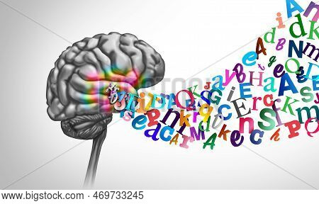 Reading And Literacy And Education Or Mental Health As A Brain With Alphabet Letters Representing Le