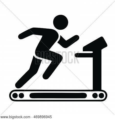 Man Fast Run, Running Sprinter, Athlete. Flat Vector Icon Illustration. Simple Black Symbol On White