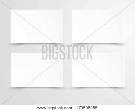 Empty sheets of paper in realistic design flat and shadow style isolated on white. Mockup template with empty pages, four rectangle posters with copy space blank lists, canvas bulletins vector