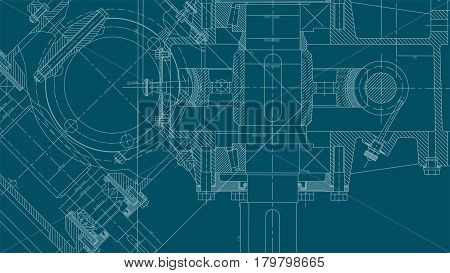 Mechanical Engineering drawing. Engineering Drawing Background. Vector Illustration.