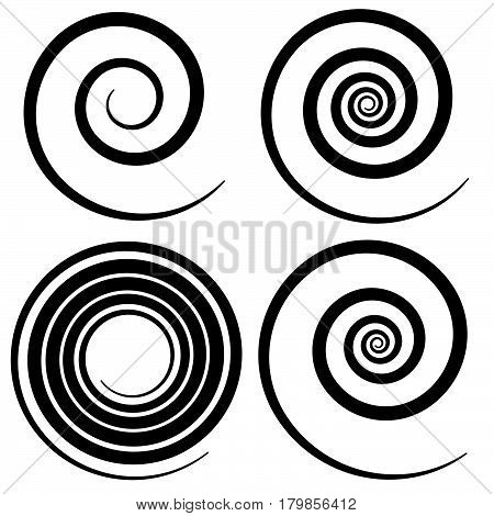 Set Of 4 Spiral Shape, Spiral Design Elements