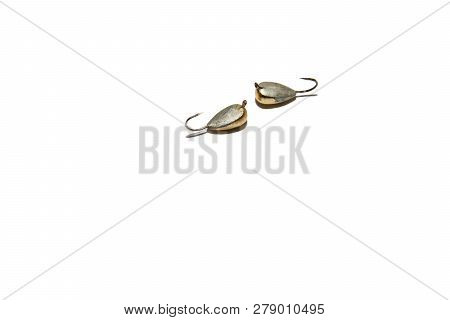 Winter Fishing Jig. Different Shapes And Sizes. Isolated On White Background. Illustrative Editorial