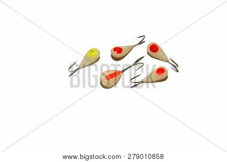 Winter Fishing Jig. Winter Fishing Luminous Jig. Isolated On White Background. Illustrative Editoria