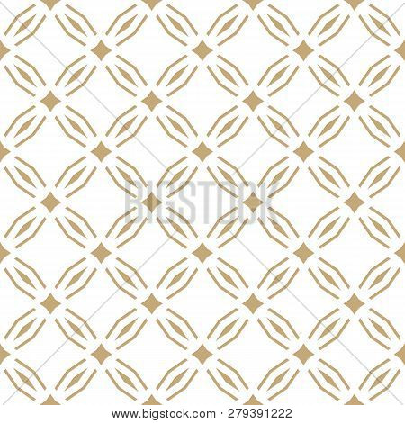 Golden Abstract Geometric Seamless Pattern In Oriental Style. Luxury Vector Background. Simple Graph