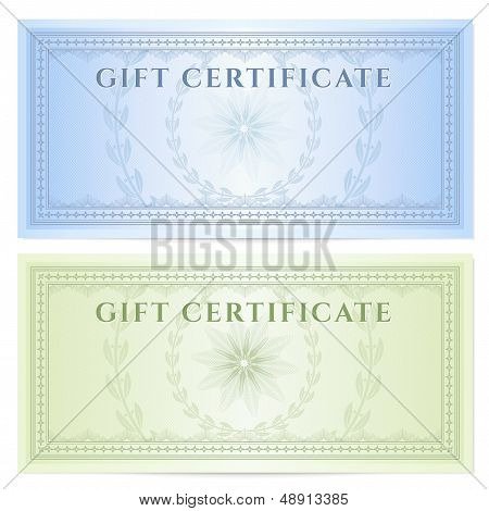 Gift Voucher / certificate / coupon template (banknote, money, currency, cheque, check)