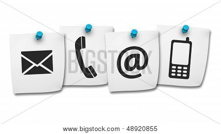 Web Contact Us Icons On Post It