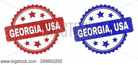 Rosette Georgia, Usa Watermarks. Flat Vector Scratched Watermarks With Georgia, Usa Phrase Inside Ro