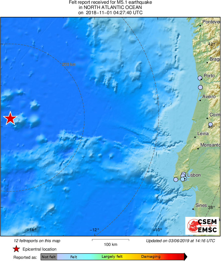 North Atlantic Ocean Earthquake