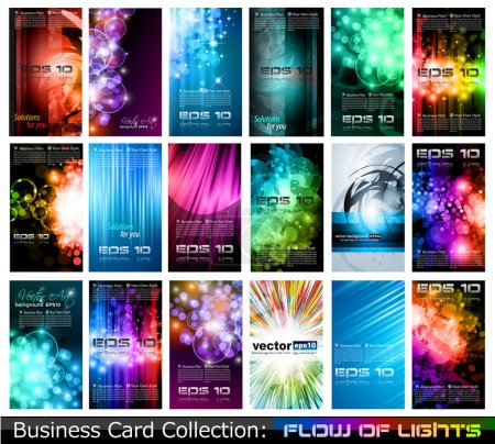 Illustration for Abstract Business Card Collection: Flow of lights - Royalty Free Image