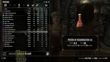 potion of regeneration sell price