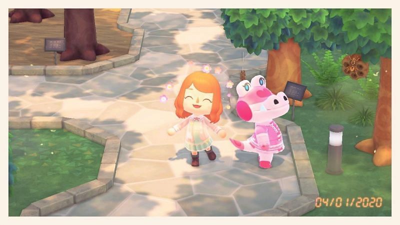 Gayle with a villager in Animal Crossing: New Horizons (Image via Reddit)