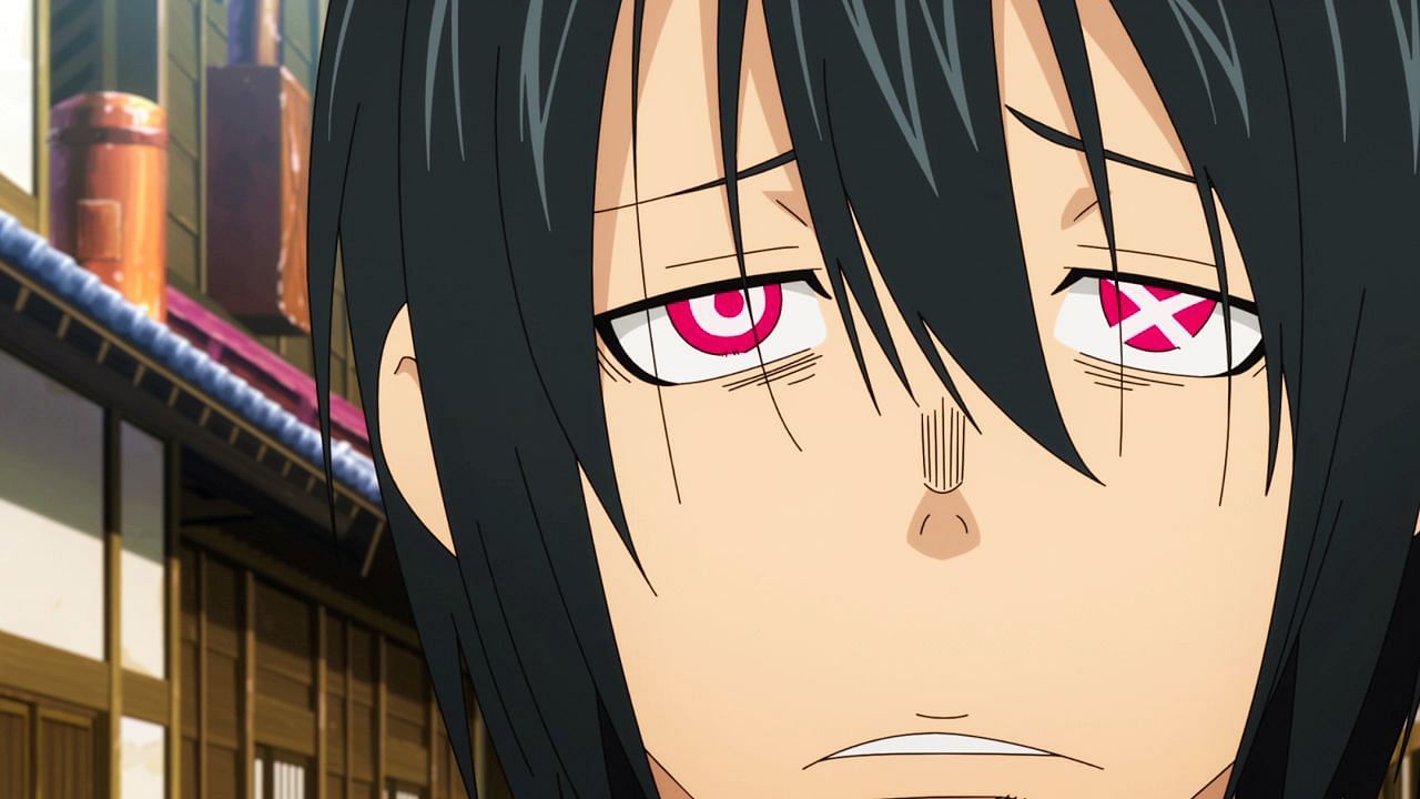 Benimaru Shinmon&#039;s eyes as seen in the Fire Force anime (Image via David Productions)