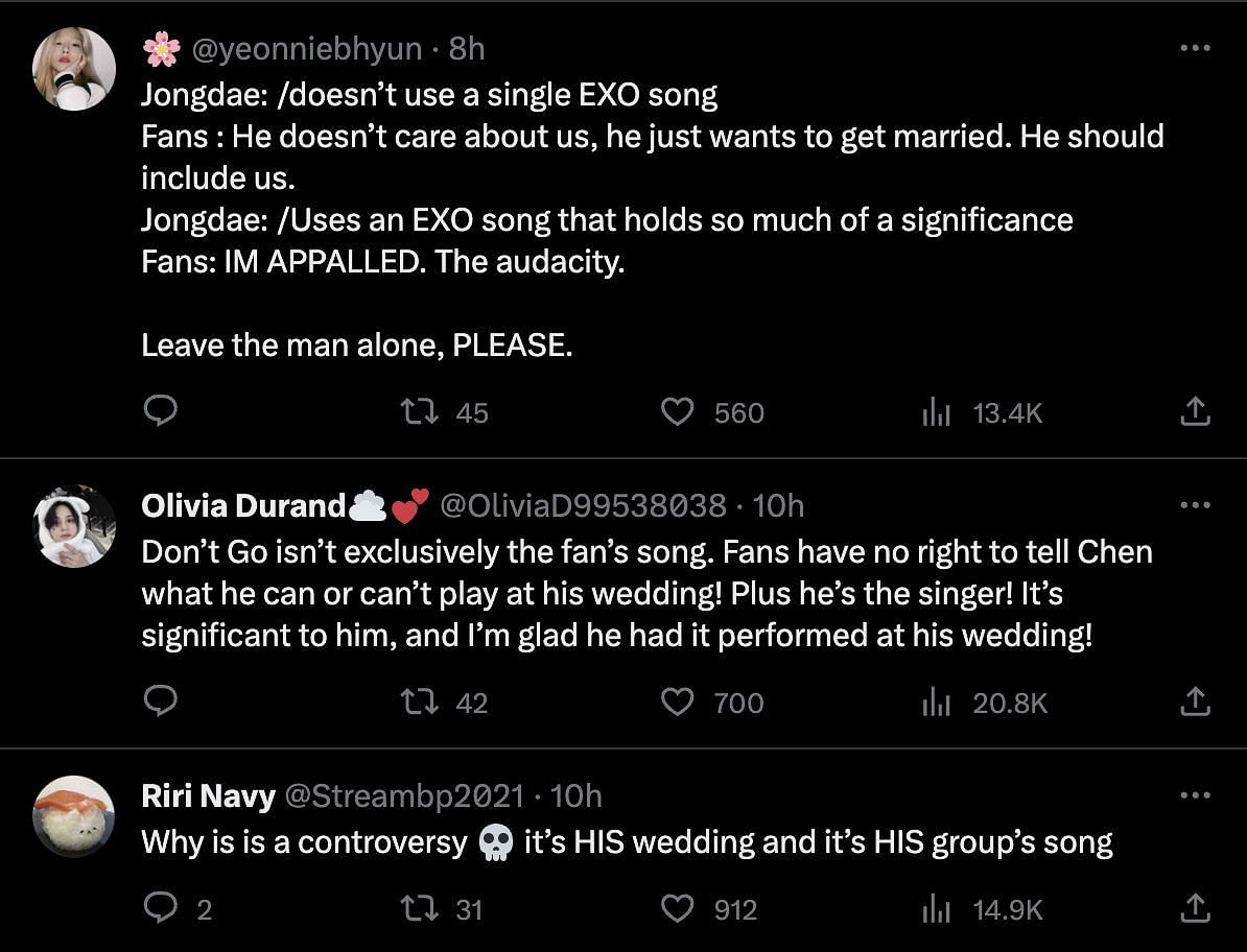 Fans defending the idol for using Don&#039;t Go (Image via X)