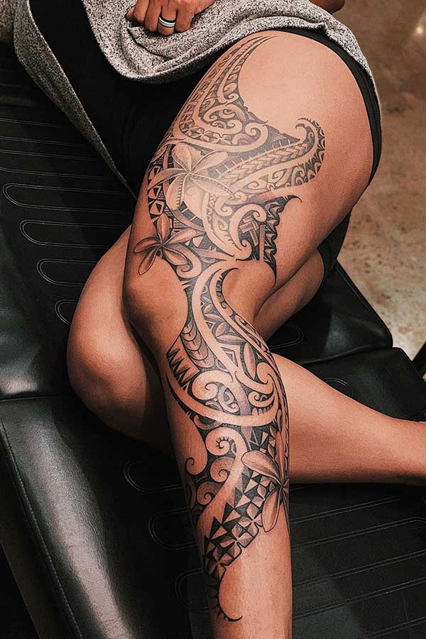 53 Fantastic Tribal Tattoos On Thigh