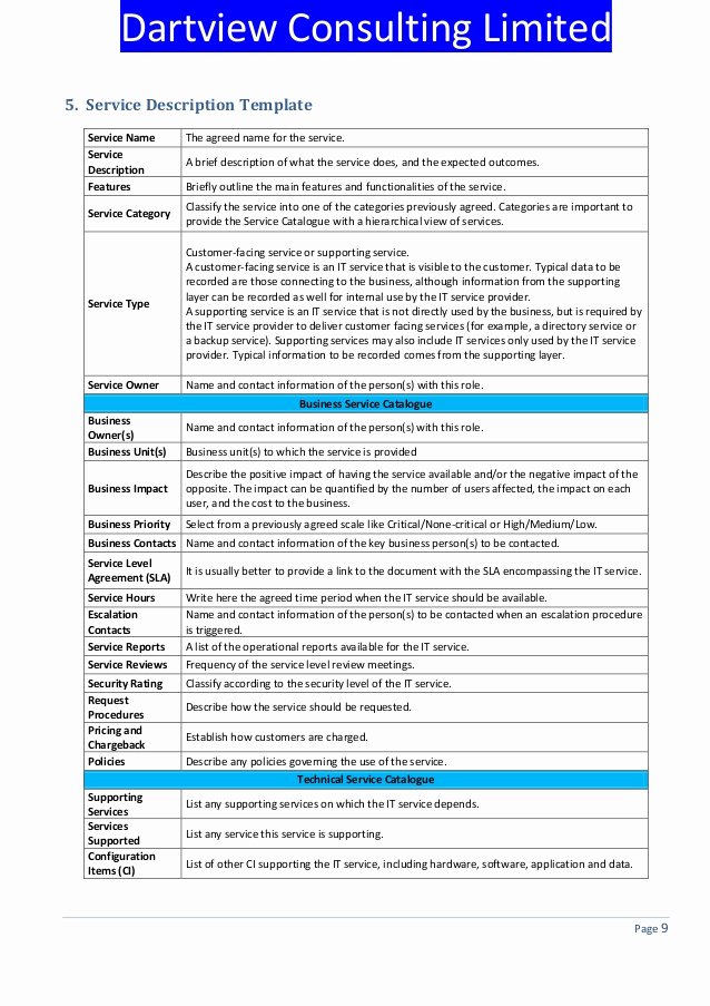 Itil Service Catalog Template Fresh It Services Template Free Printable Documents