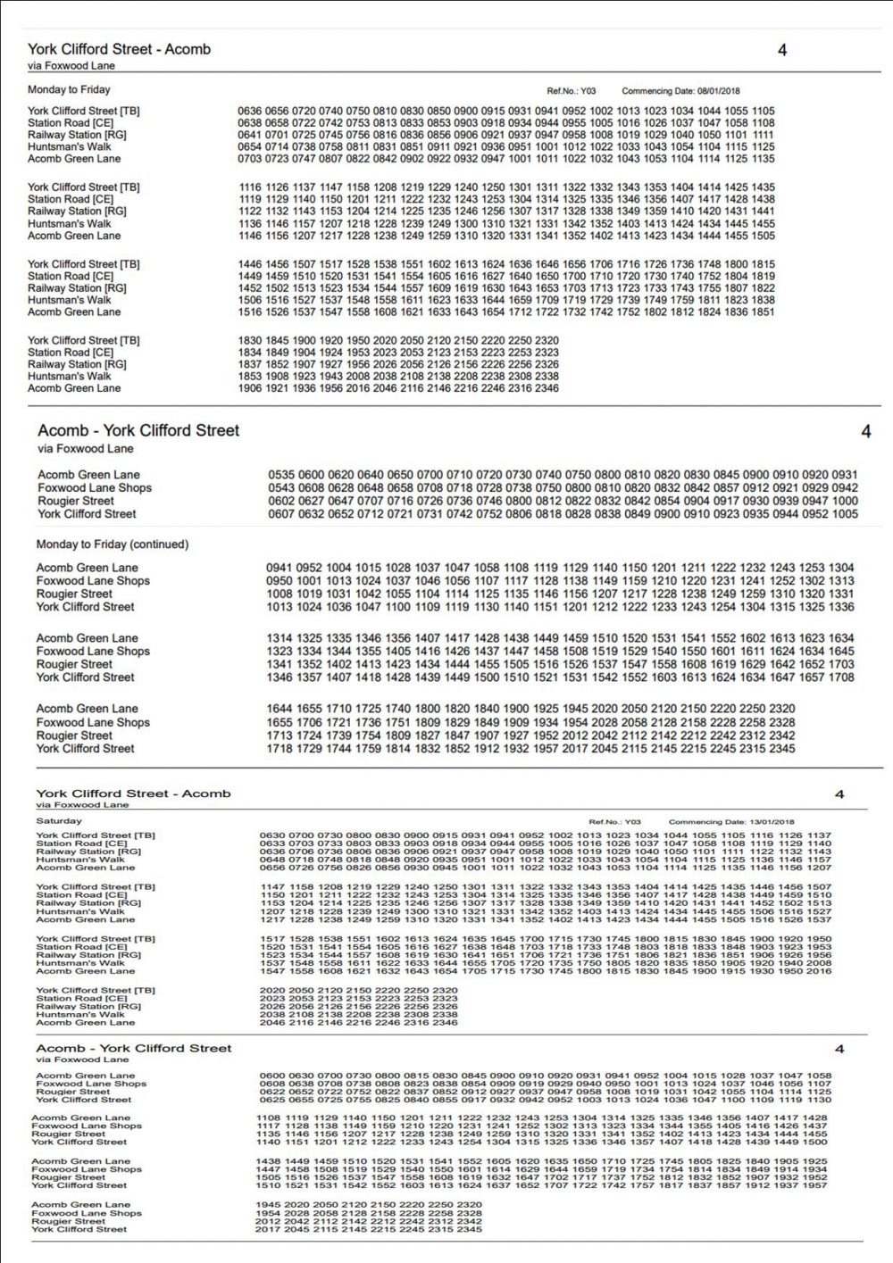 Bus timetable changes | York commentary archive site