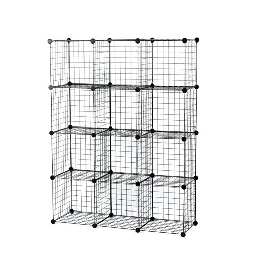 UNICOO Big Cube Multi-Use DIY Wire Grid Organizer - 14 x 14 Inch (Black)