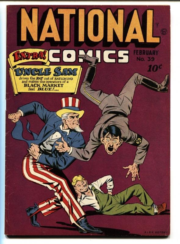 National #39 1944-Quality-Uncle Sam-Hitler cover-comic book