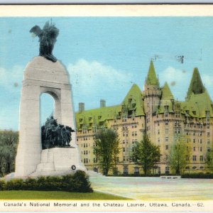 c1940s Ottawa, Canada National Memorial Chateau Laurier Hotel Castle Spires A356