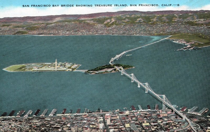 Vintage Postcard 1930's San Francisco Bay Bridge Treasure Island San ...