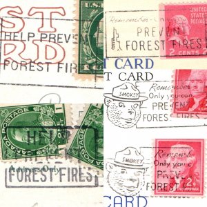 x5 LOT c1910s Prevent Forest Fires Cancel Stamps Postcard Smokey Bear Canada A67