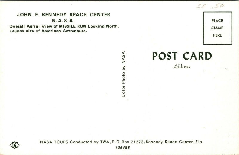 CAPE CANAVERAL, FL~ MISSILE ROW at  J F KENNEDY SPACE CENTER c1960s  Postcard