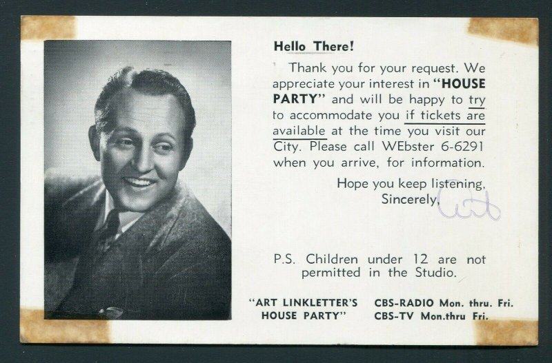 1958 Art Linkletter House Party - Los Angeles, California to Lerna, Illinois