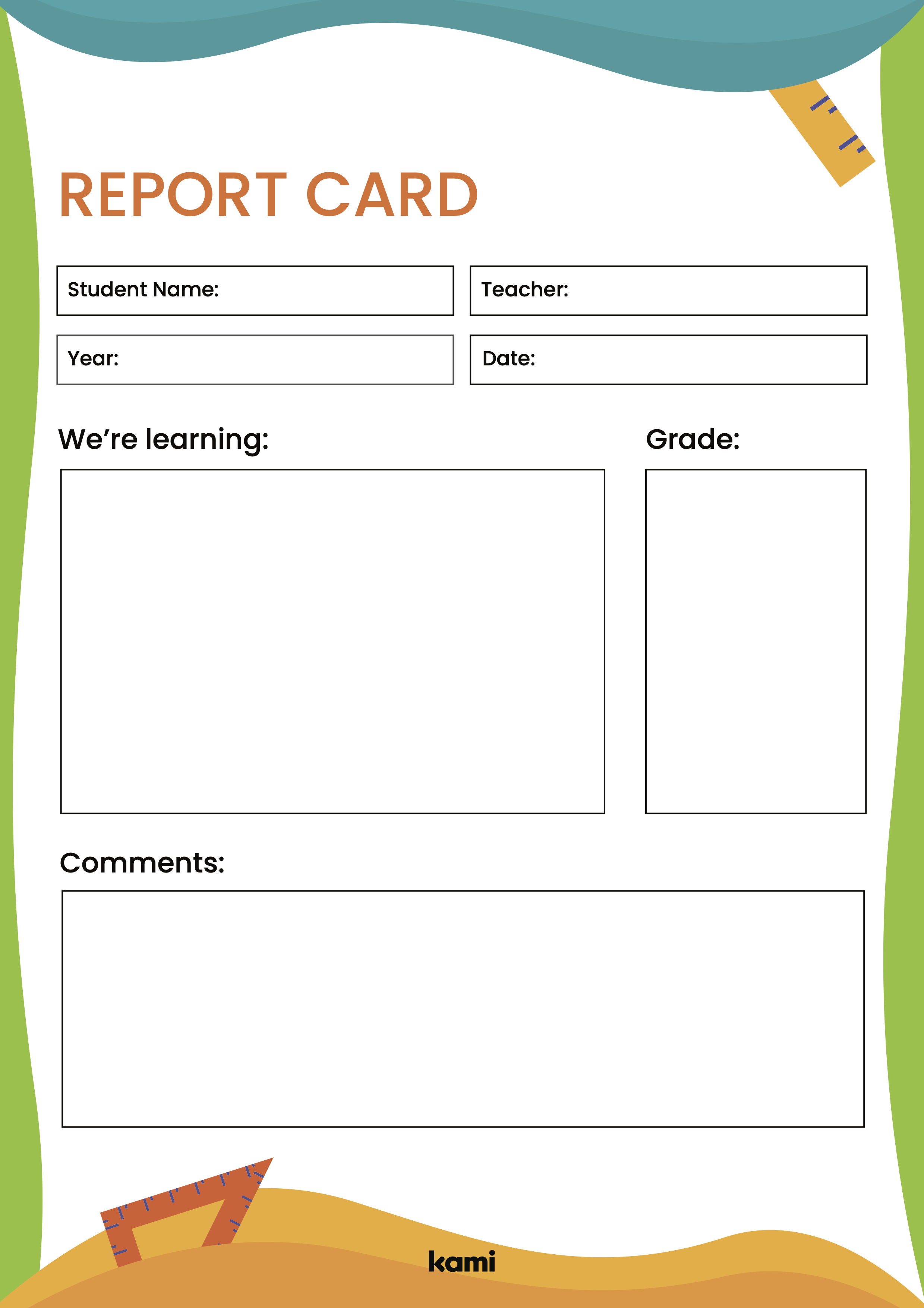 Report Card Template Lines Blank For Teachers Perfect For