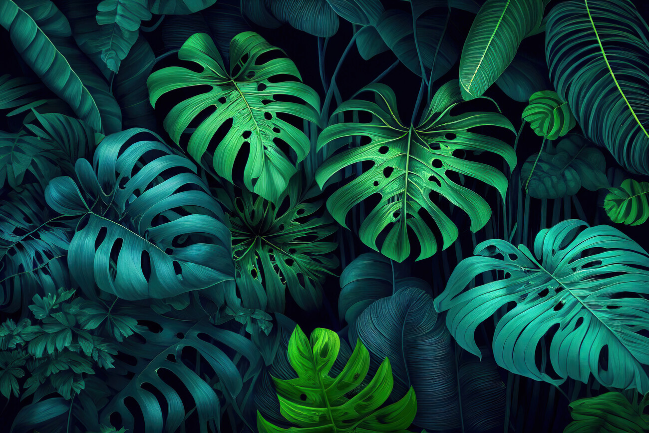 Wall Art Print | Green tropical leaves background | Europosters