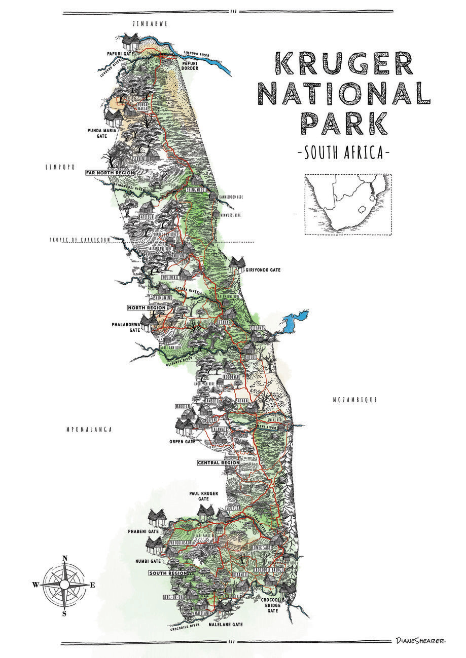 Map of Kruger National Park ǀ Maps of all cities and countries for your ...