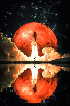 Art Print Rocket take-off and water reflection