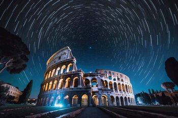 Kunstfoto Colosseum / Coliseum Rome Italy, Night Circumpolar Timelapse