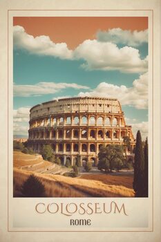 Illustration Gladiatorial Grandeur: Vintage Travel Poster of the Colosseu