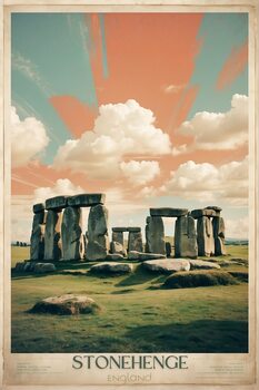 Illustration Mystical Monoliths: Vintage Travel Poster of Stonehenge