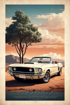 Εικονογράφηση Vintage Ford Mustang Poster