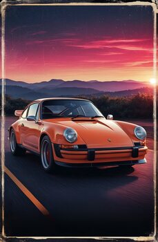 Timeless Porsche 911 GT Turbo: Vintage-Inspired Illustration Collection