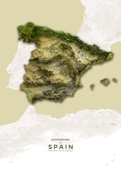 Mapa Relief map of Spain