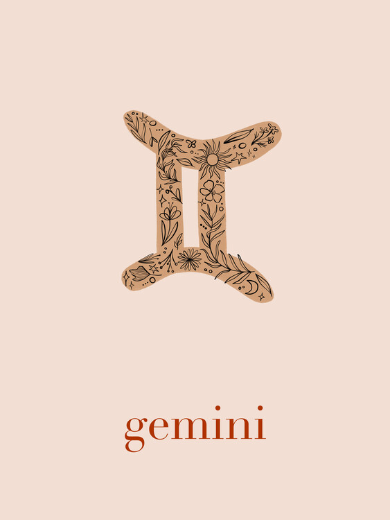 Ilustracja Zodiac - Gemini - Floral Blush