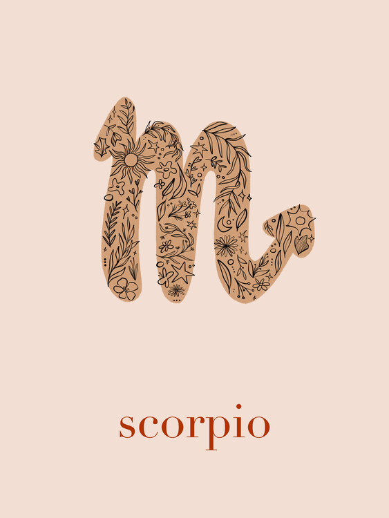 Ilustracja Zodiac - Scorpio - Floral Blush