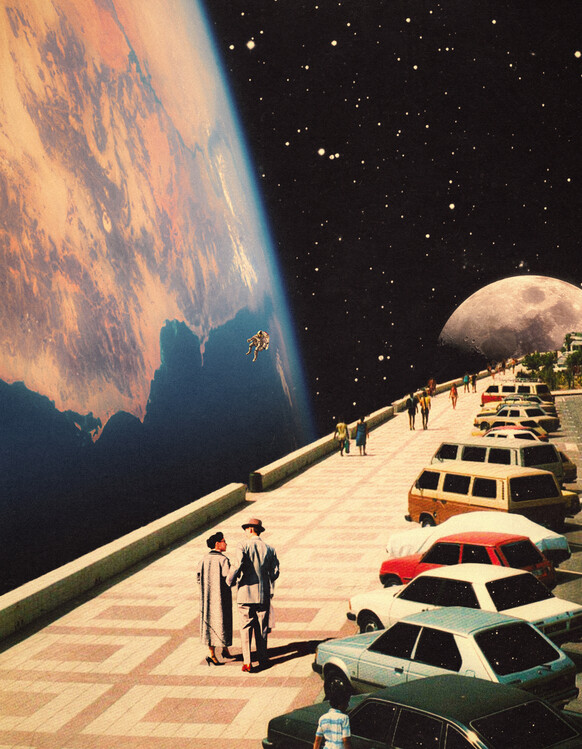 Illustrazione Space Promenade - Retro-Futuristic Collage Art