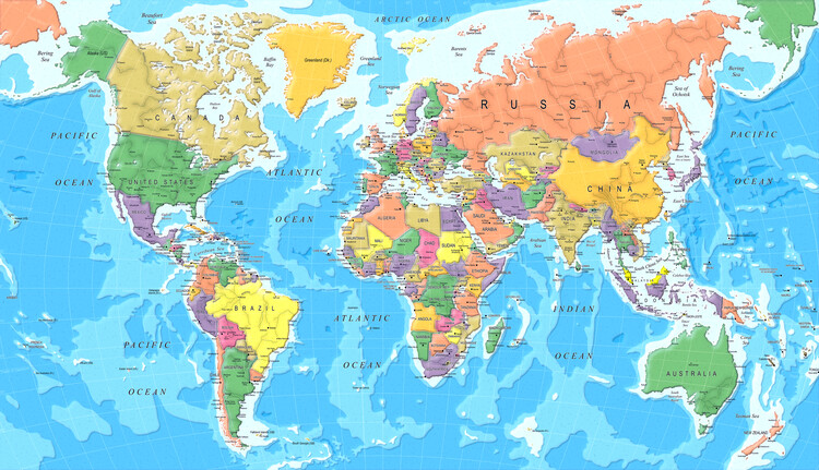 Mappa Colorful World Map Paper Cut Style