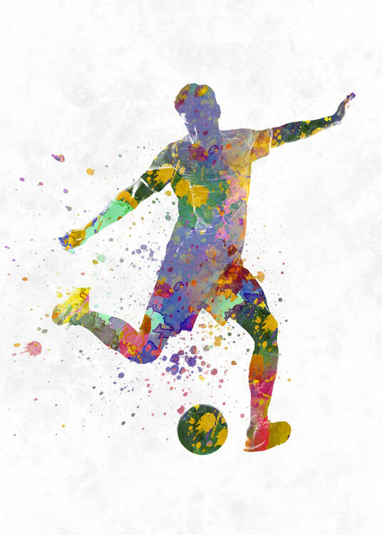 Illustration soccer player in watercolor